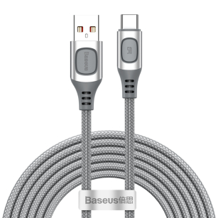 Kabel Flash USB-USB typ C Baseus 5A  2m z wyświetlaczem srebrny