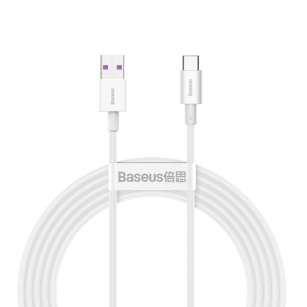 Kabel Superior USB - USB-C Baseus 2m 66W biały